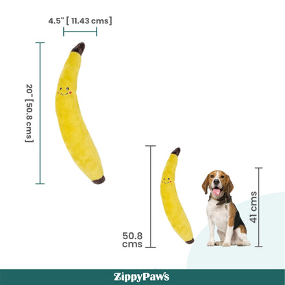 Zippy Paws Banana Jigglerz Plush Toy for Dogs — back view