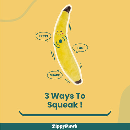Zippy Paws Banana Jigglerz Plush Toy for Dogs — detail shot