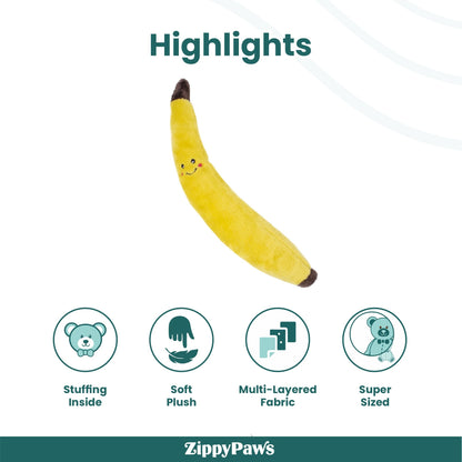 Zippy Paws Banana Jigglerz Plush Toy for Dogs — in use