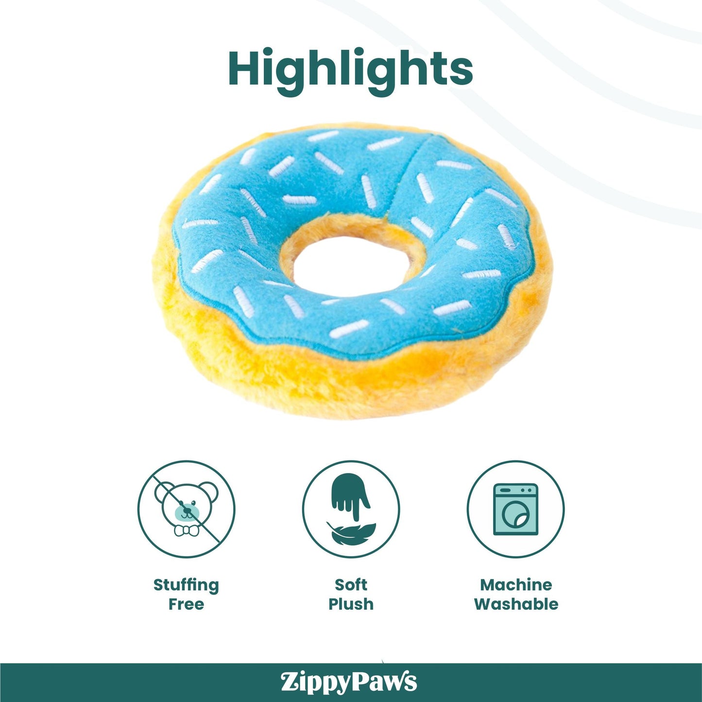 Zippy Paws Blueberry Donutz Plush Toy for Dogs — back view