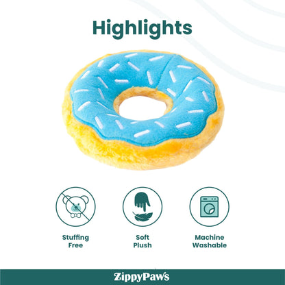 Zippy Paws Blueberry Donutz Plush Toy for Dogs — back view