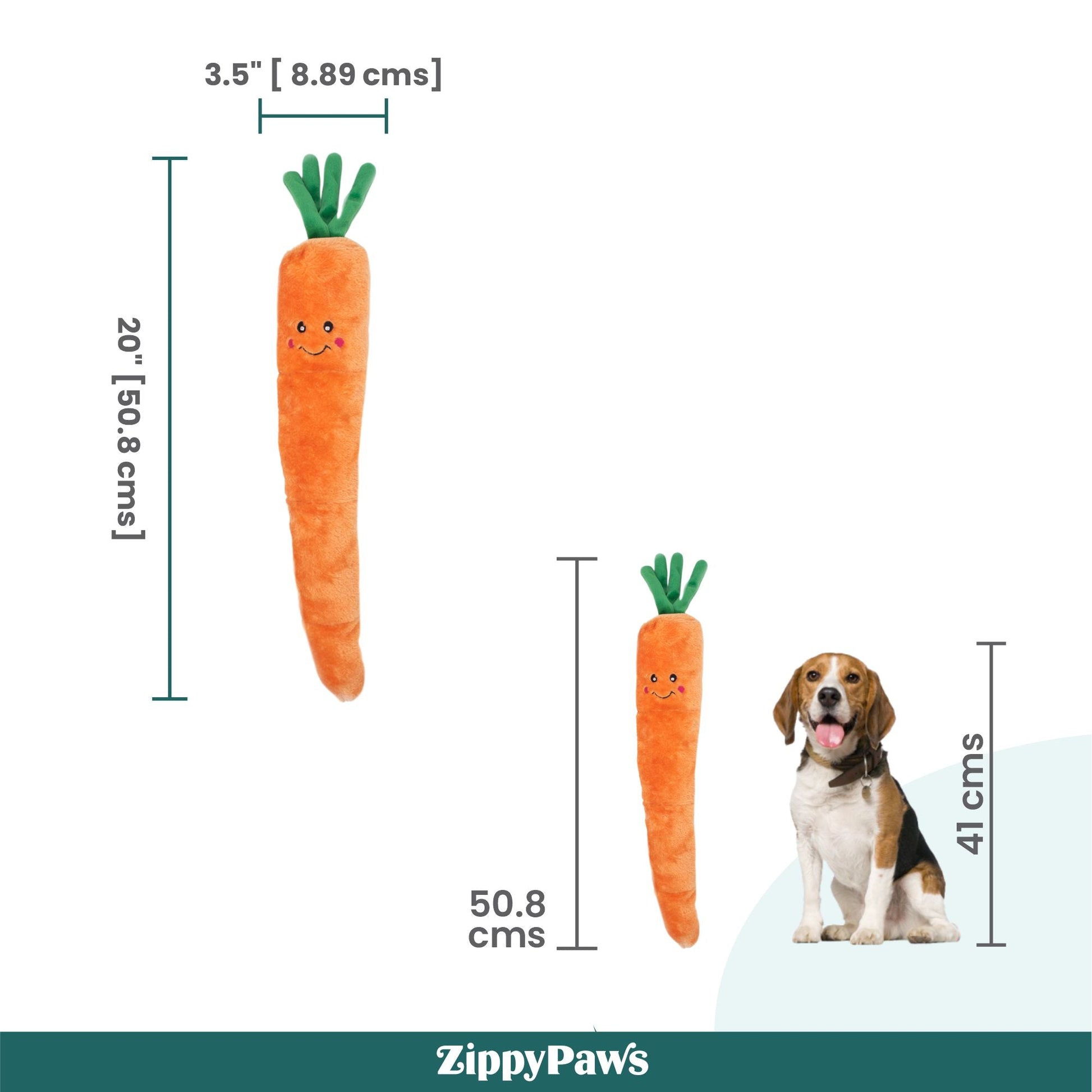 Zippy Paws Carrot Jigglerz Plush Toy for Dogs — back view