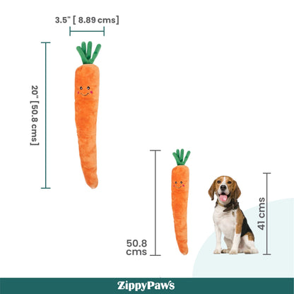 Zippy Paws Carrot Jigglerz Plush Toy for Dogs — back view