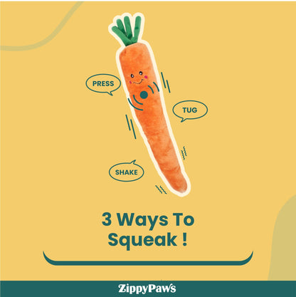 Zippy Paws Carrot Jigglerz Plush Toy for Dogs — detail shot