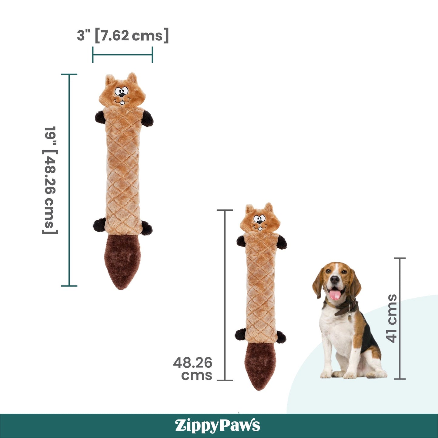 Zippy Paws Chipmunk Jigglerz Plush Toy for Dogs — side view