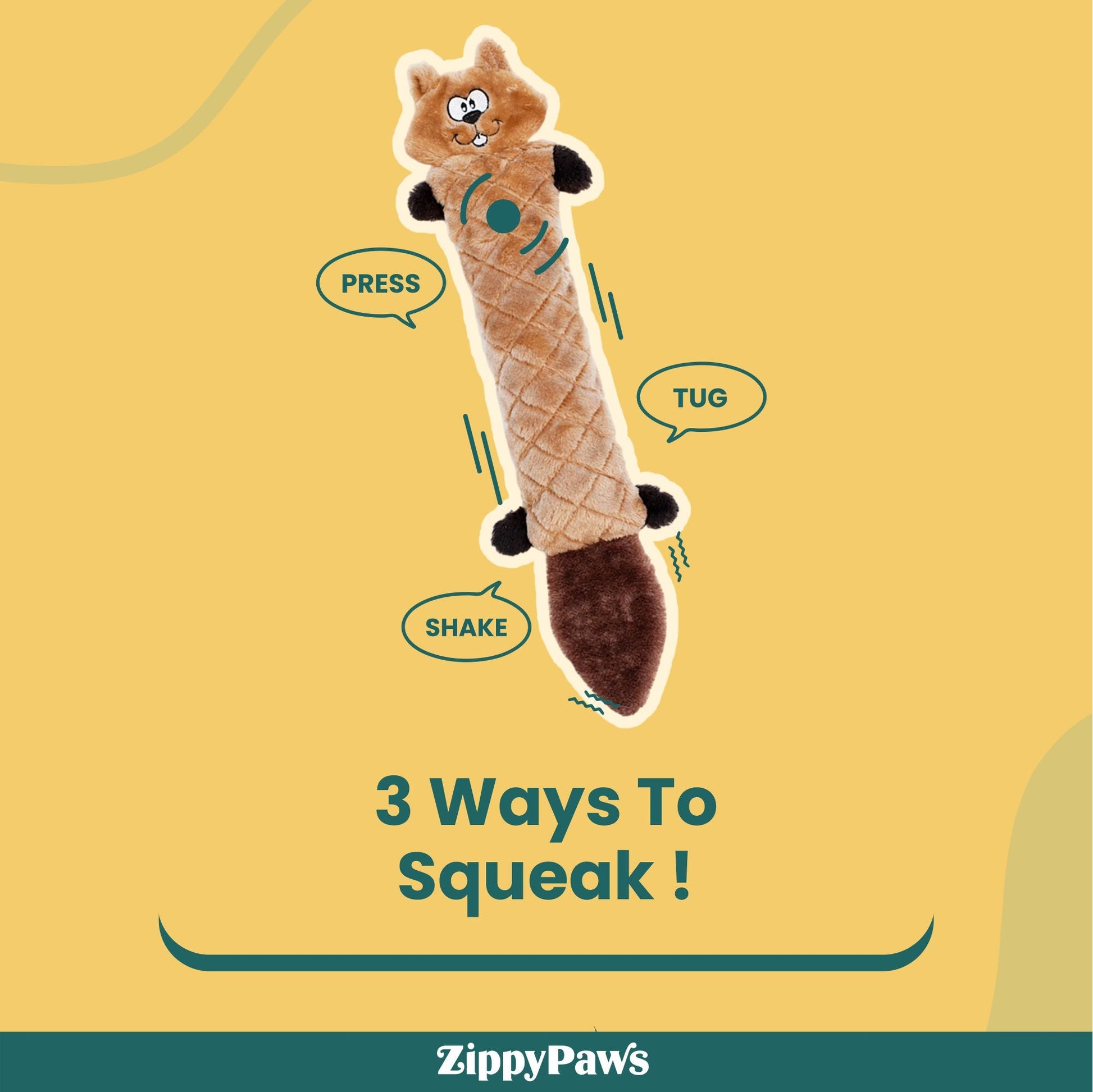 Zippy Paws Chipmunk Jigglerz Plush Toy for Dogs — back view