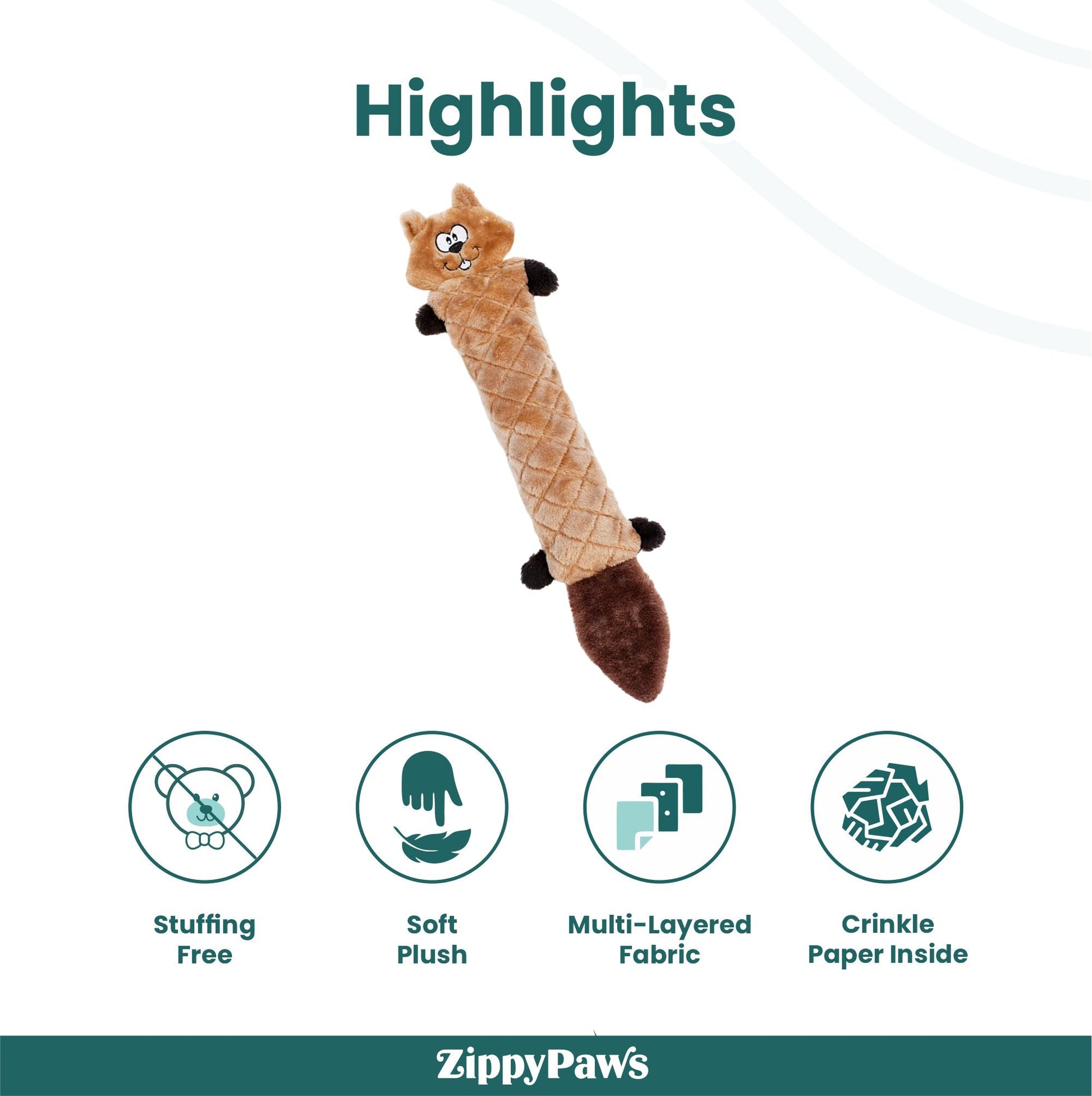 Zippy Paws Chipmunk Jigglerz Plush Toy for Dogs — detail shot