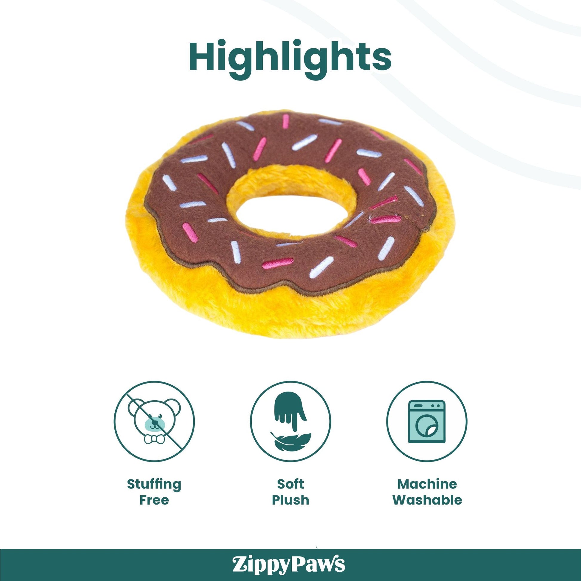 Zippy Paws Chocolate Donutz Plush Toy for Dogs — back view