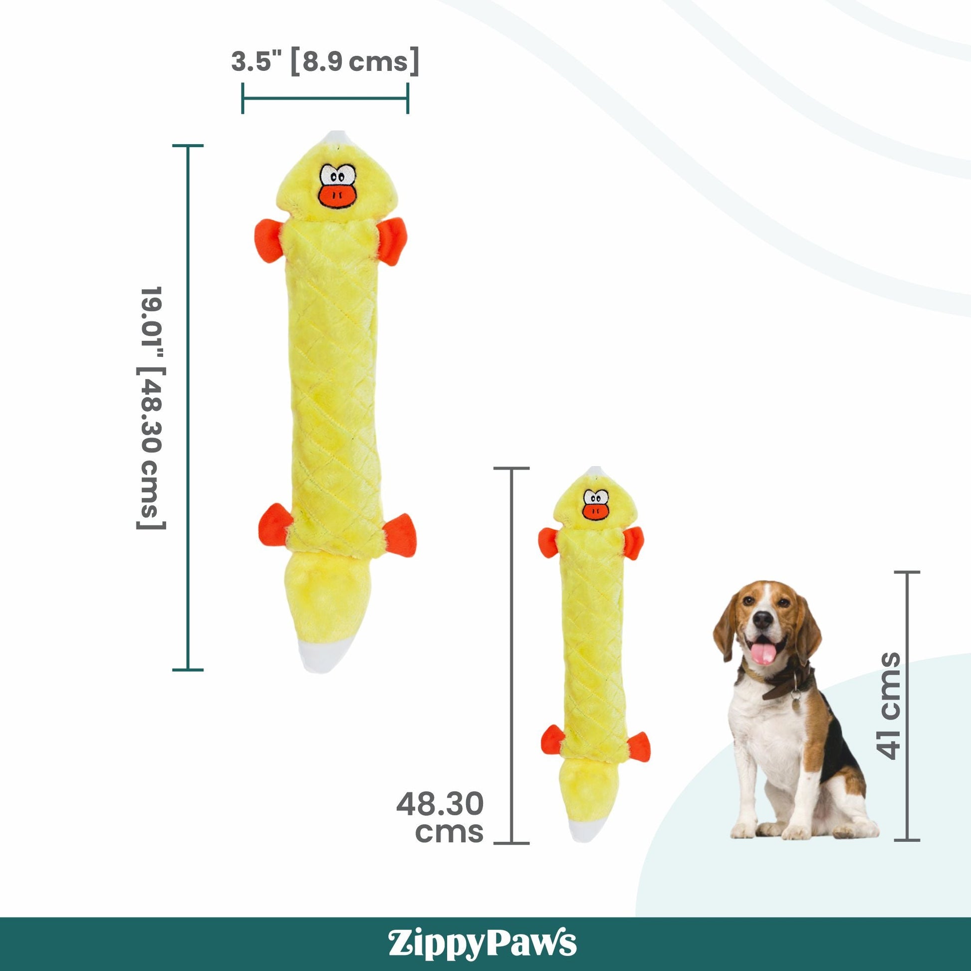 Zippy Paws Duck Jigglerz Plush Toy for Dogs — back view