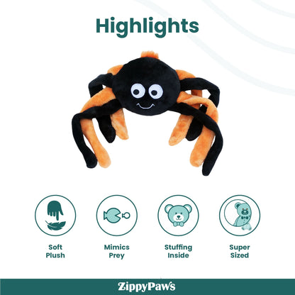 Zippy Paws Halloween Spider Grunterz Plush Toy for Dogs — detail shot