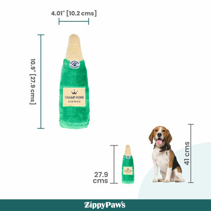 Zippy Paws Happy Hour Champagne Crusherz Plush Toy for Dogs — back view