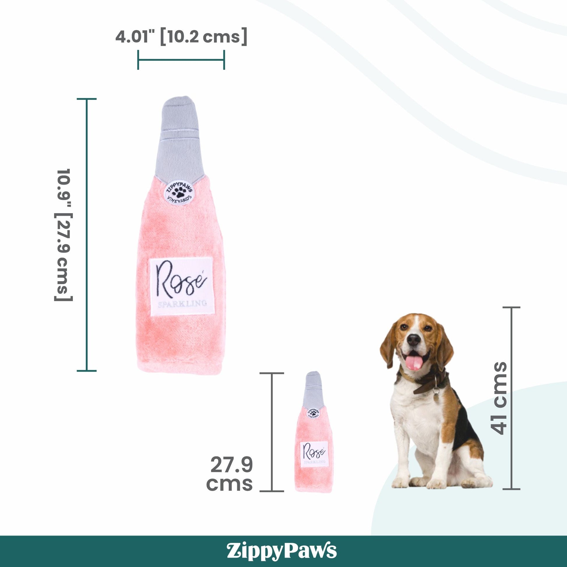 Zippy Paws Happy Hour Rose Crusherz Plush Toy for Dogs — back view