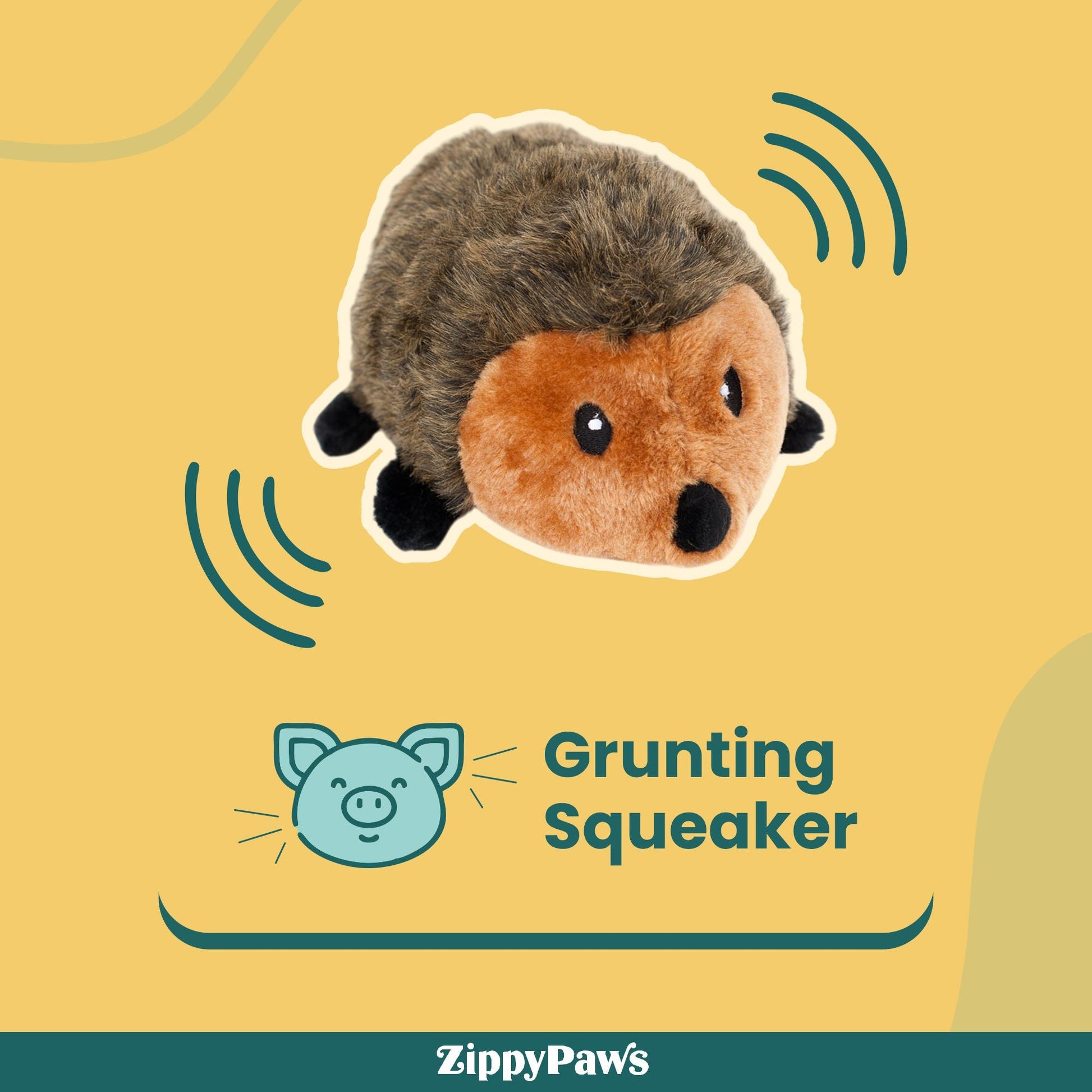 Zippy Paws Hedgehog Grunterz Plush Toy for Dogs — side view