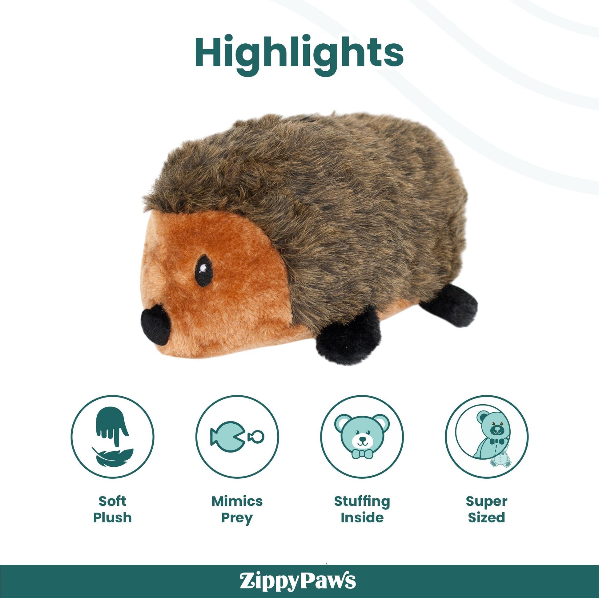Zippy Paws Hedgehog Grunterz Plush Toy for Dogs — detail shot