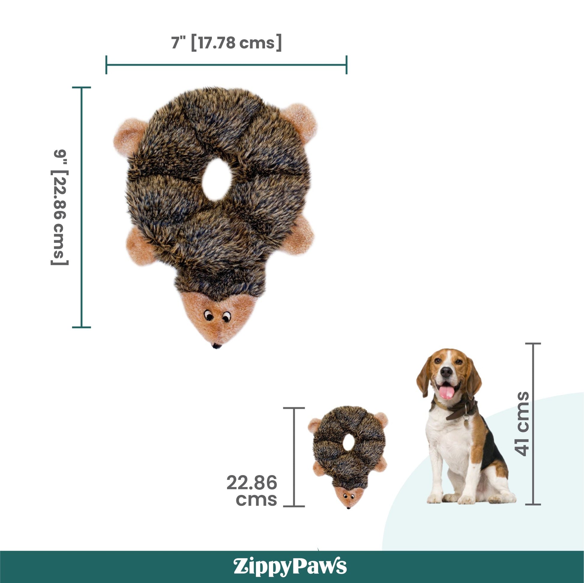 Zippy Paws Loopy Hedgehog Plush Toy for Dogs — back view