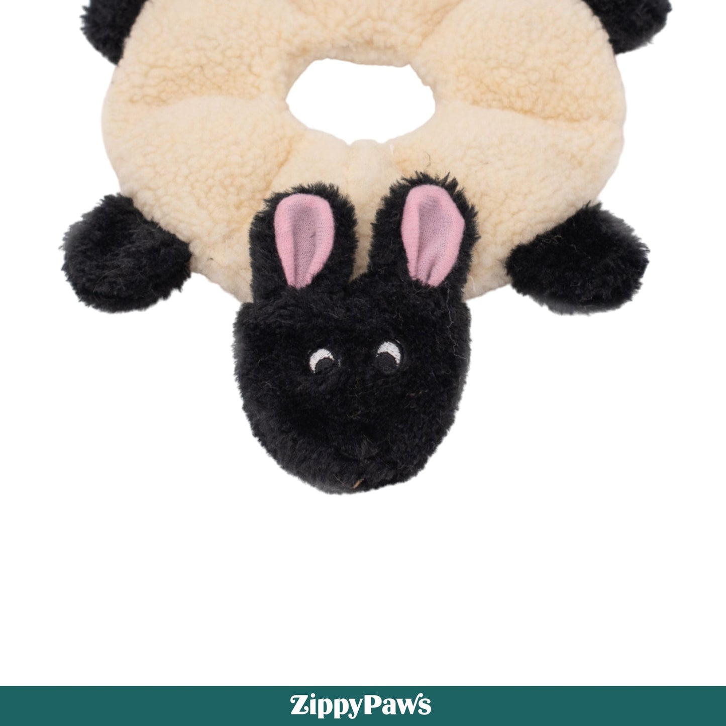Zippy Paws Loopy Sheep Plush Toy for Dogs — detail shot
