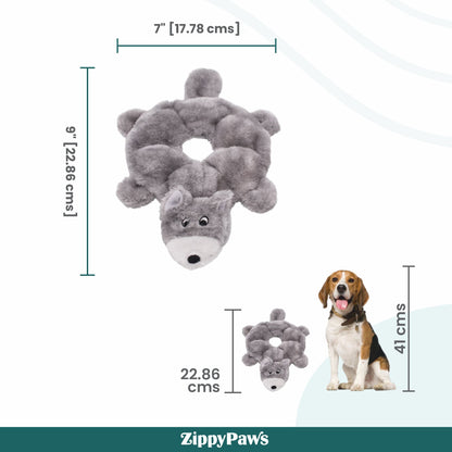 Zippy Paws Loopy Wolf Plush Toy for Dogs — side view