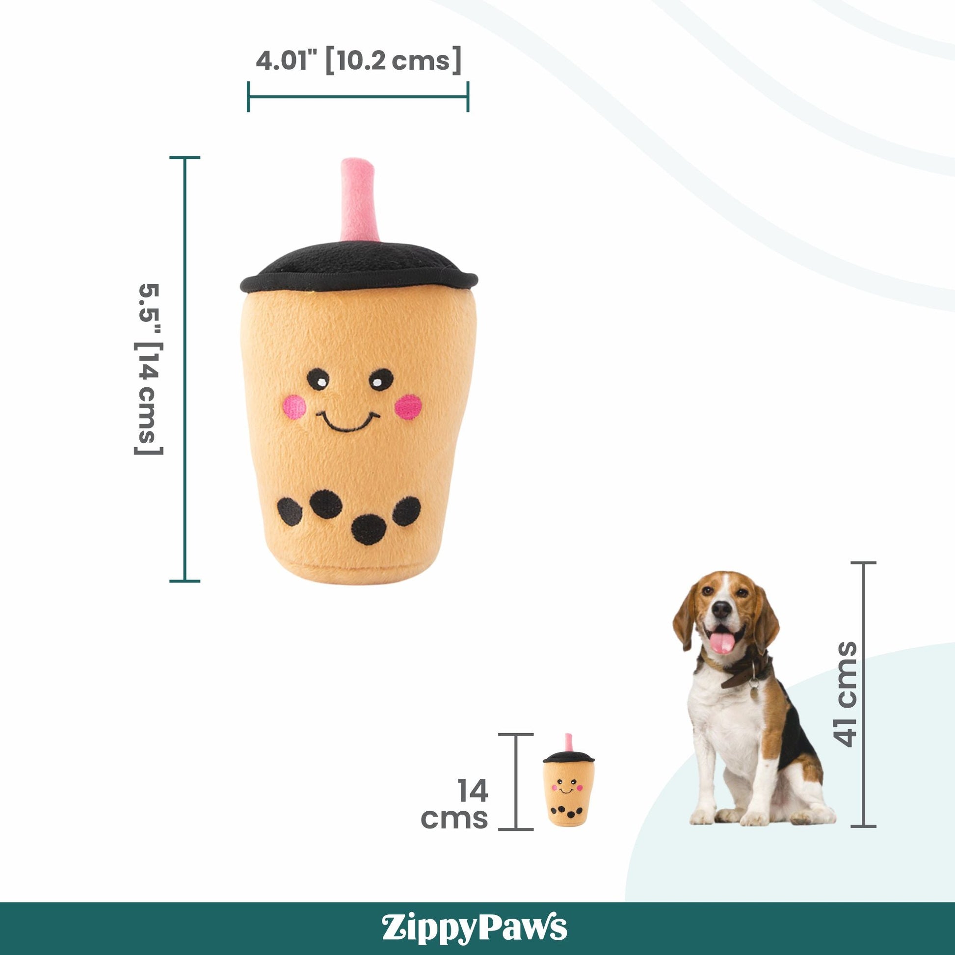 Zippy Paws NomNomz Boba Milk Tea Plush Toy for Dogs — detail shot
