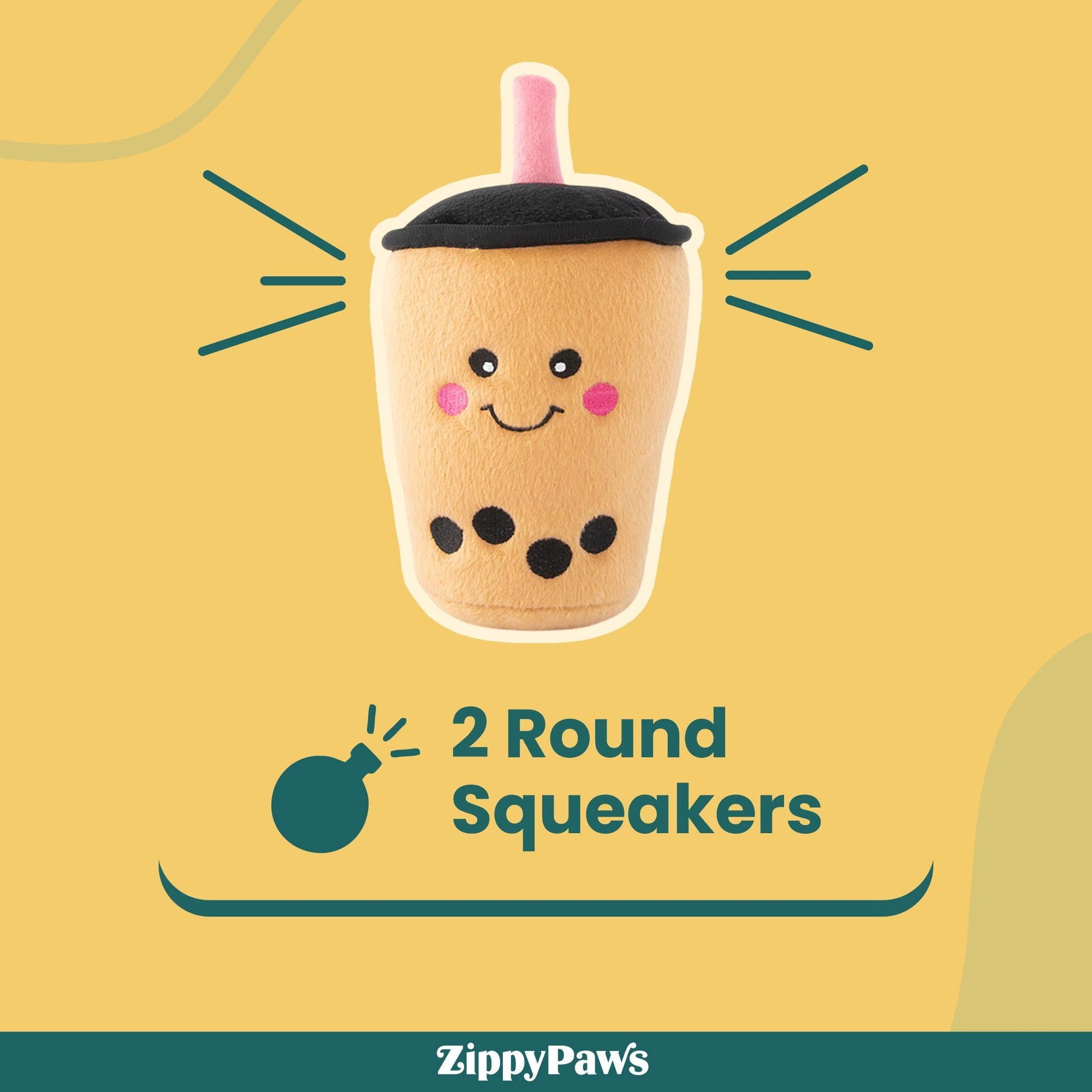 Zippy Paws NomNomz Boba Milk Tea Plush Toy for Dogs — in use