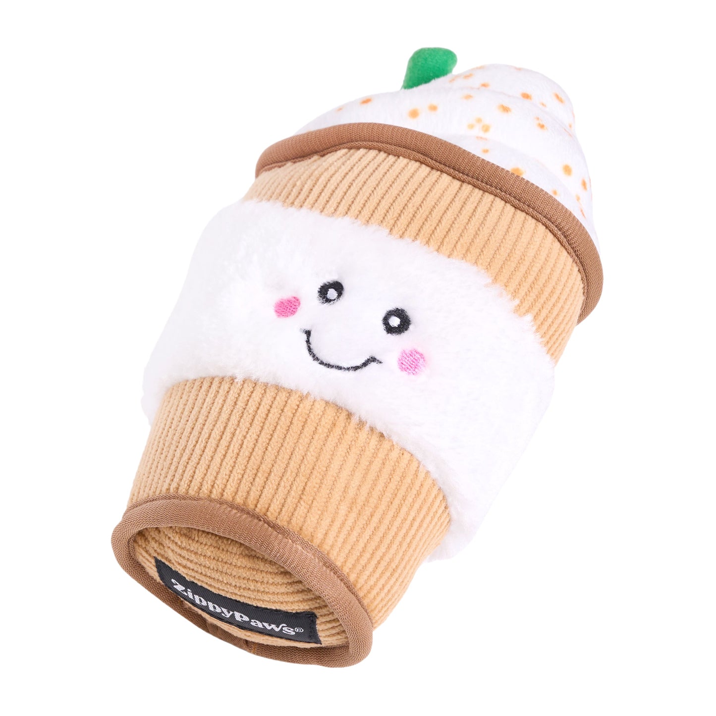 Zippy Paws NomNomz Puppaccino Plush Toy for Dogs — in use