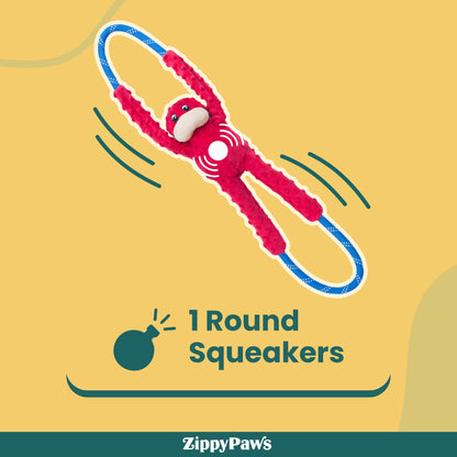 Zippy Paws RopeTugz Monkey Red Plush Toy for Dogs — back view