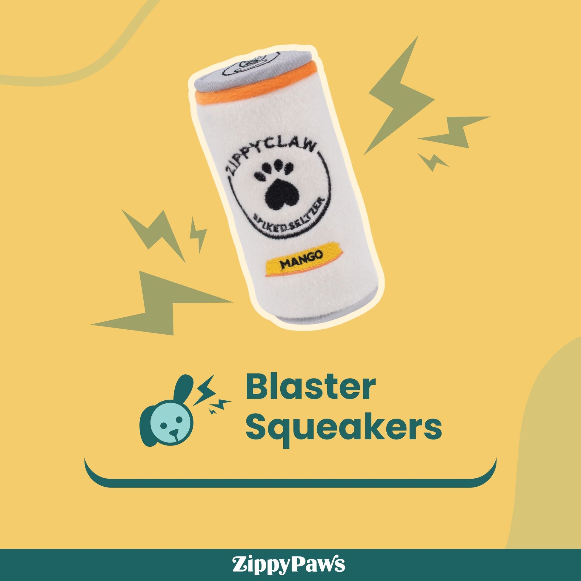 Zippy Paws Squeakie Can Zippy Claw Plush Toy for Dogs — back view