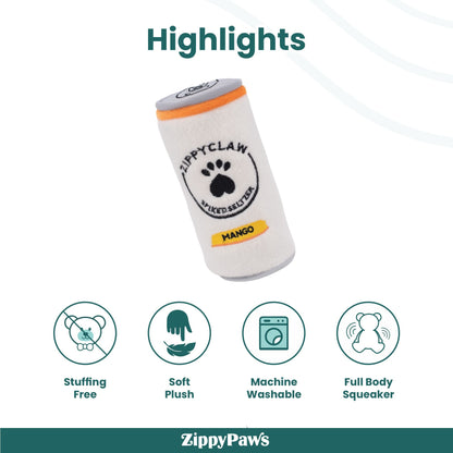 Zippy Paws Squeakie Can Zippy Claw Plush Toy for Dogs — detail shot