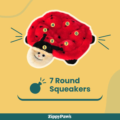 Zippy Paws Squeakie Crawler Betsey the Ladybug Plush Toy for Dogs — back view