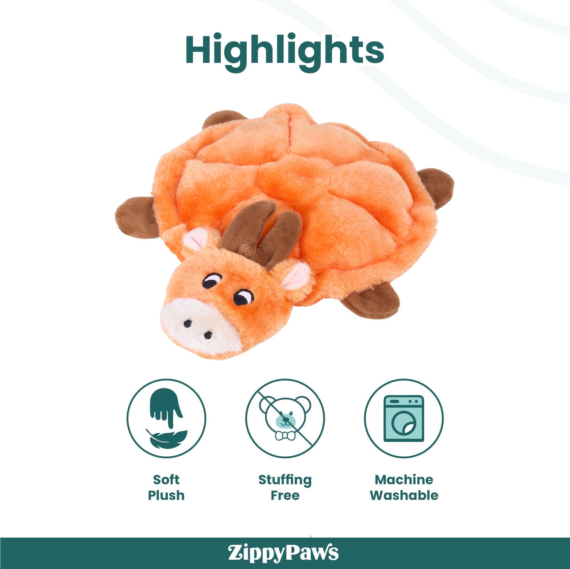 Zippy Paws Squeakie Crawler Moody the Moose Plush Toy for Dogs — back view