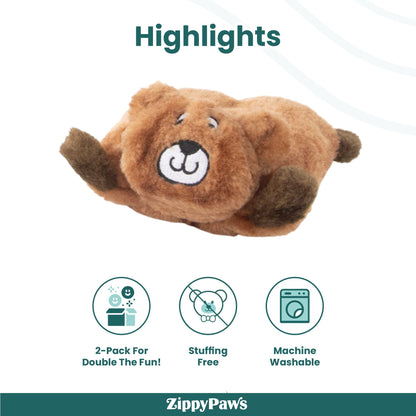 Zippy Paws Squeakie Pads Bear & Moose Plush Toy for Dogs — detail shot