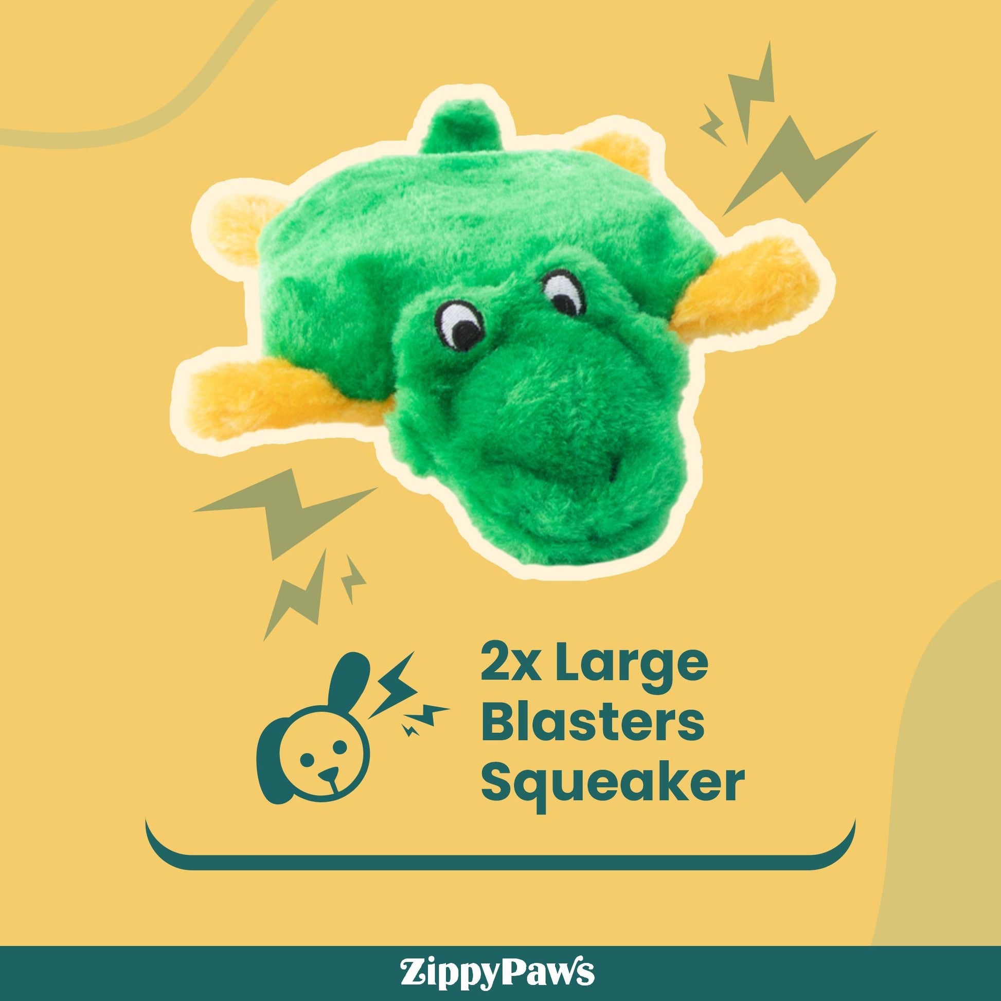 Zippy Paws Squeakie Pads Hippo & Aligator Plush Toy for Dogs — back view