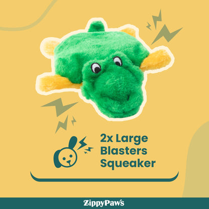Zippy Paws Squeakie Pads Hippo & Aligator Plush Toy for Dogs — back view