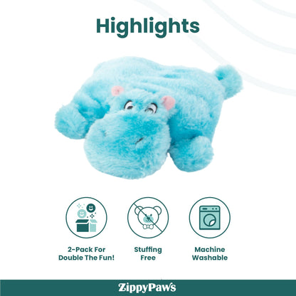 Zippy Paws Squeakie Pads Hippo & Aligator Plush Toy for Dogs — detail shot