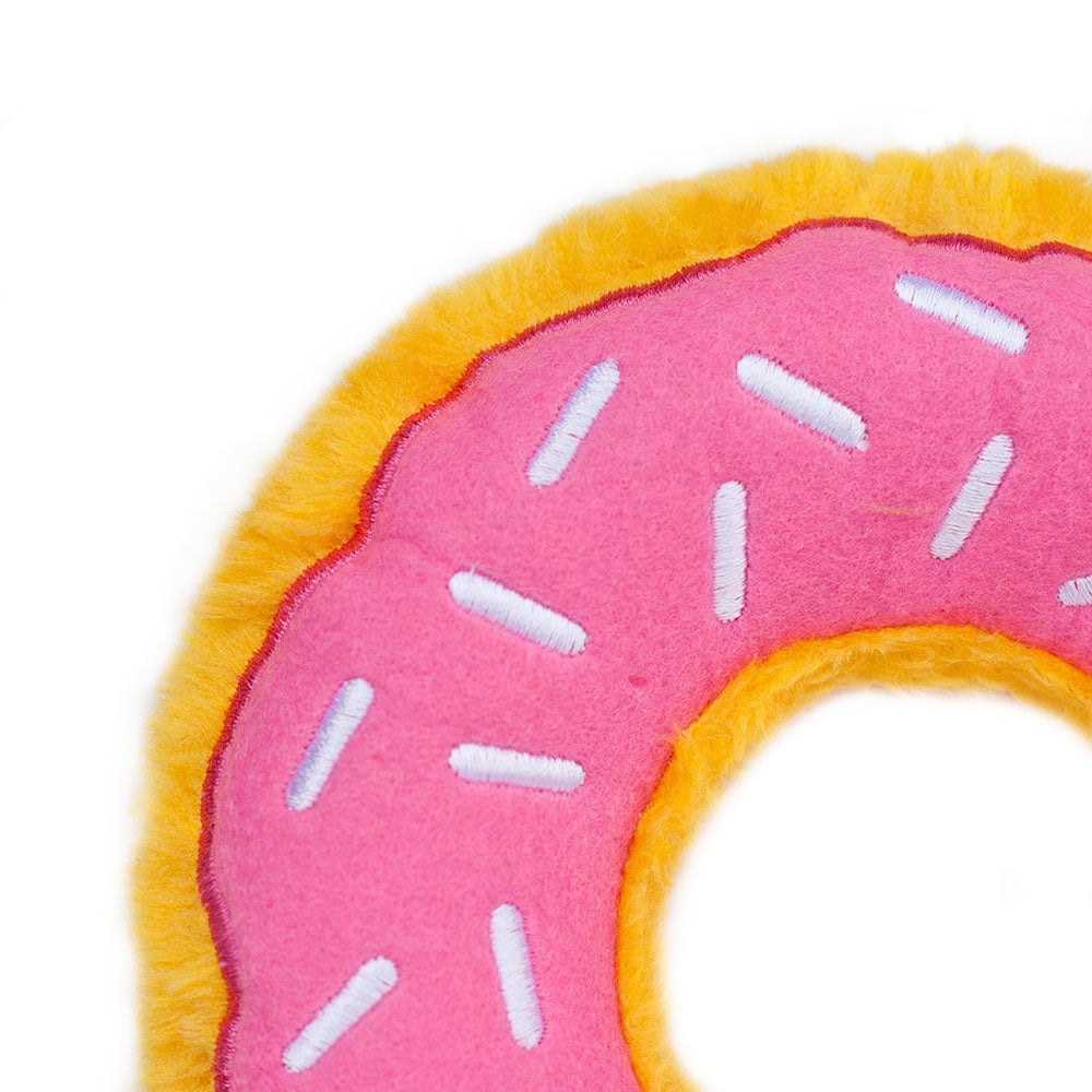 Zippy Paws Strawberry Donutz Plush Toy for Dogs — detail shot