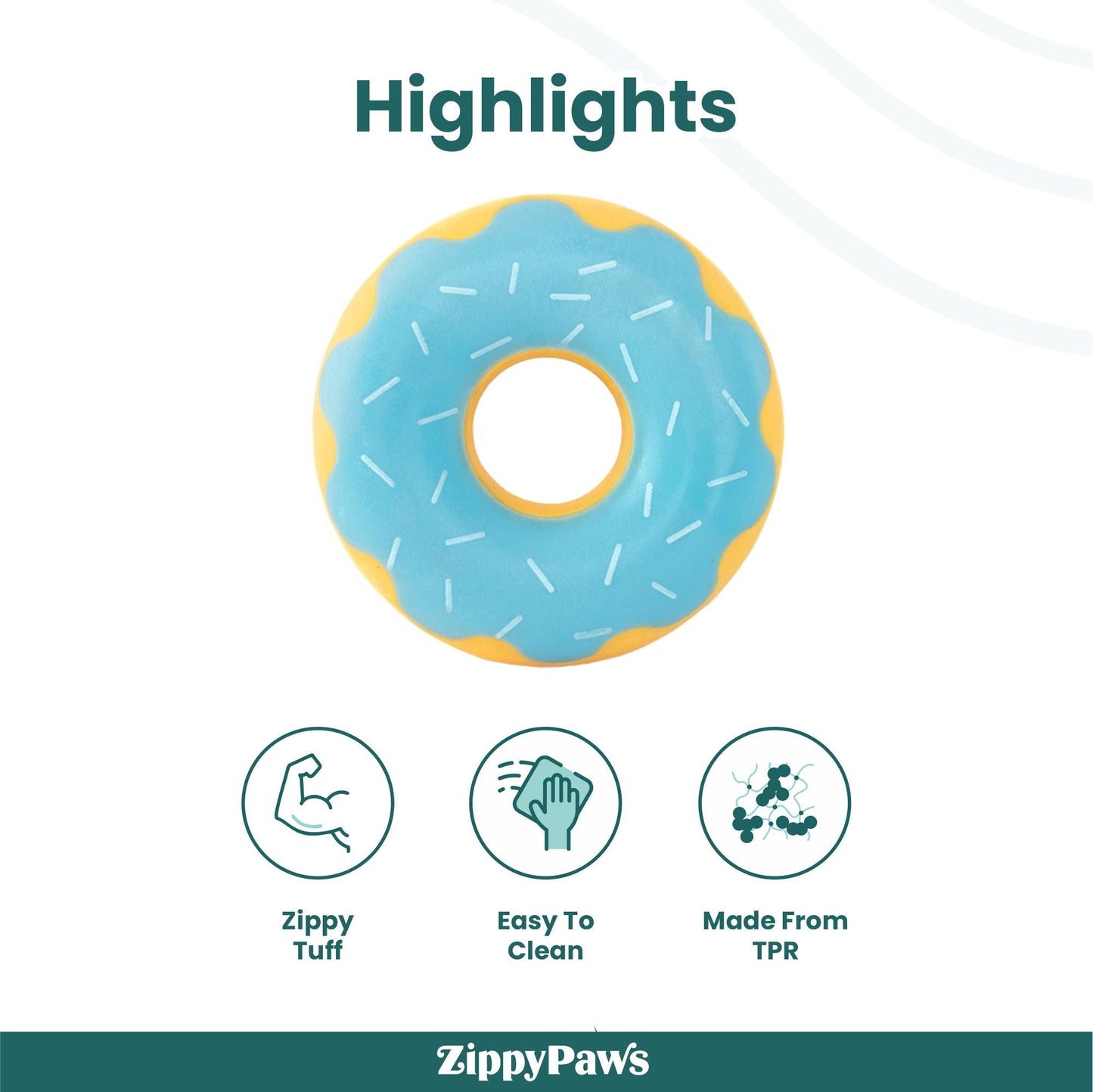 Zippy Paws Zippy Blueberry Tuff Donutz Plush Toy for Dogs — side view