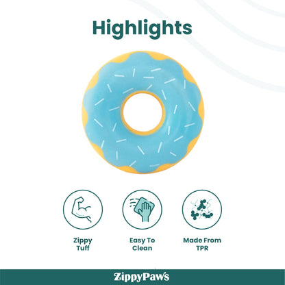 Zippy Paws Zippy Blueberry Tuff Donutz Plush Toy for Dogs — side view