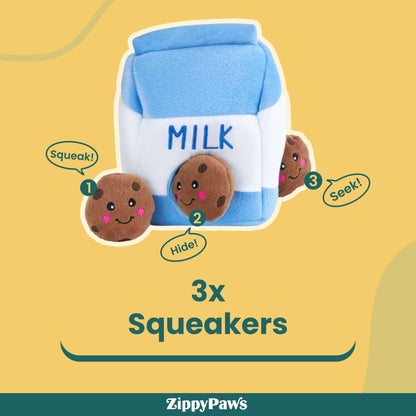 Zippy Paws Zippy Burrows Milk and Cookies Plush Toy for Dogs — side view