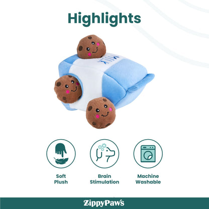 Zippy Paws Zippy Burrows Milk and Cookies Plush Toy for Dogs — back view