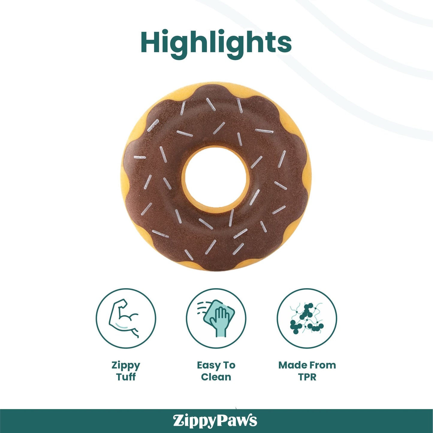 Zippy Paws Zippy Chocolate Tuff Donutz Plush Toy for Dogs — back view