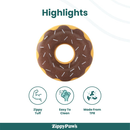 Zippy Paws Zippy Chocolate Tuff Donutz Plush Toy for Dogs — back view