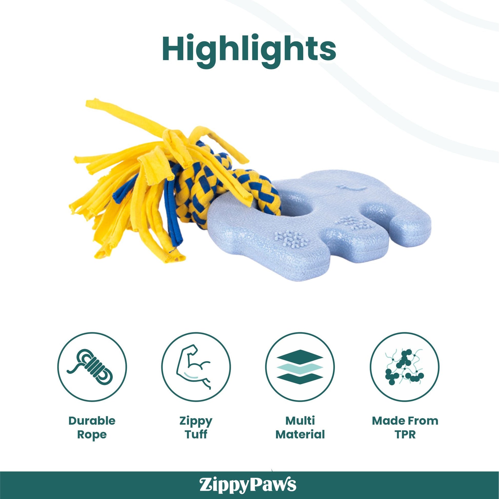Zippy Paws ZippyTuff Teether Elliot the Elephant Plush Toy for Dogs — back view