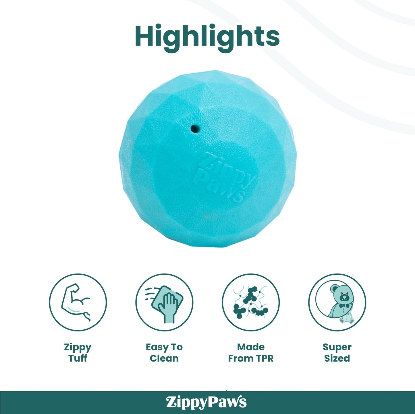 Zippy Paws ZippyTuff Waggle Ball Jumbo Plush Toy for Dogs — back view