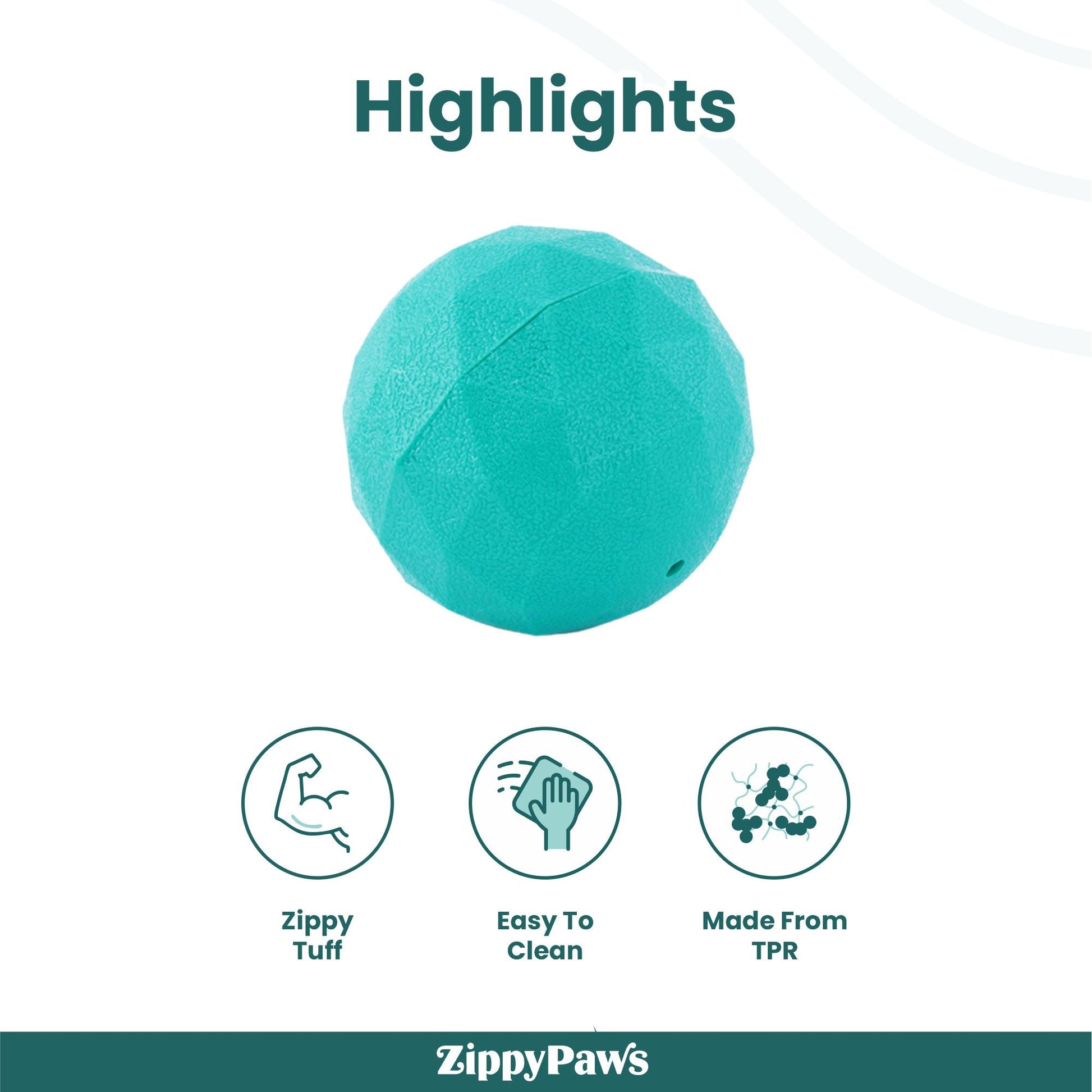 Zippy Paws ZippyTuff Waggle Ball Plush Toy for Dogs — back view