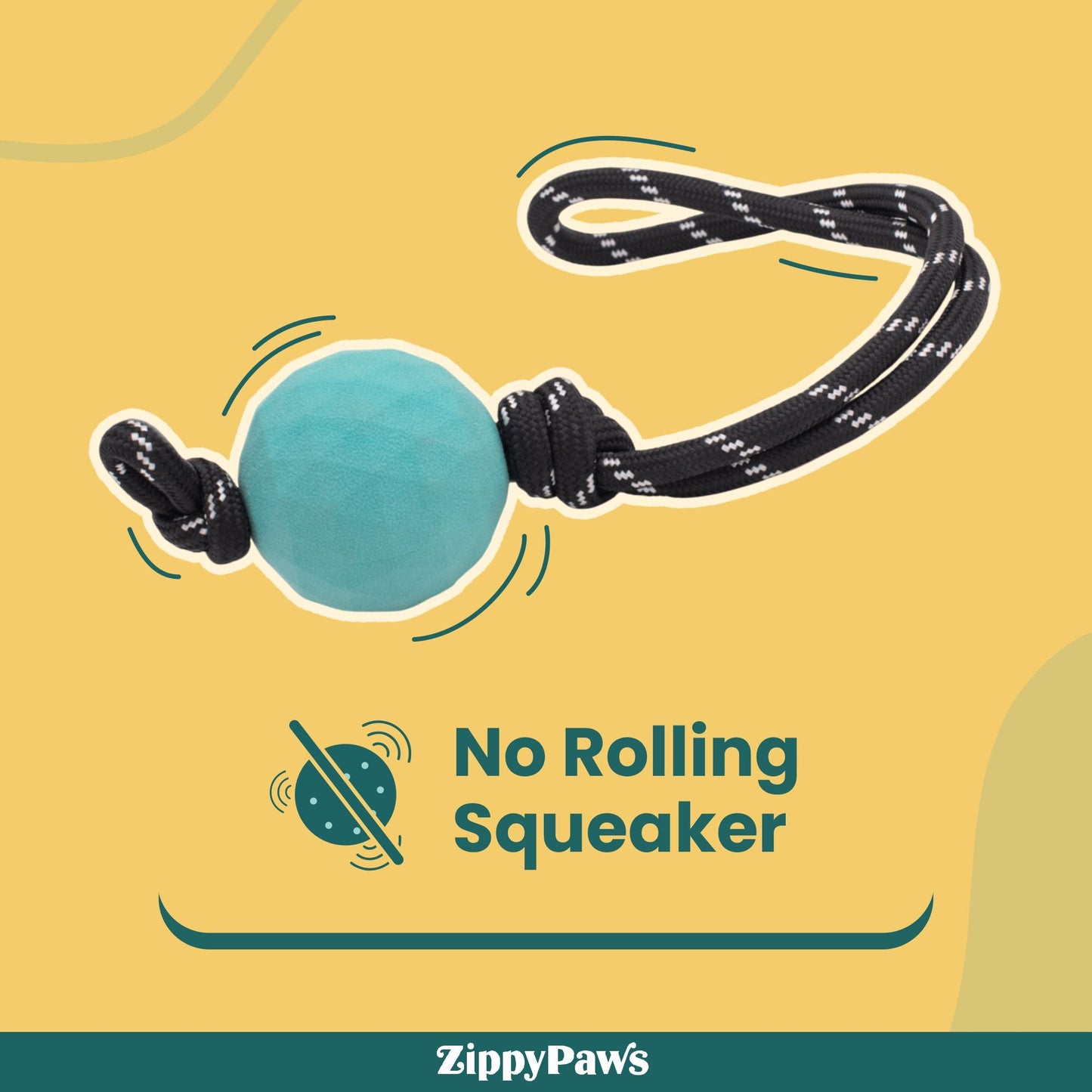 Zippy Paws ZippyTuff Waggle RopeTugz Plush Toy for Dogs — back view