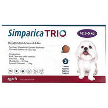 Zoetis Simparica Trio Sarolaner Tick Flea Control Tablet For 2 5 To 5 Kg Dogs 3 Tablets