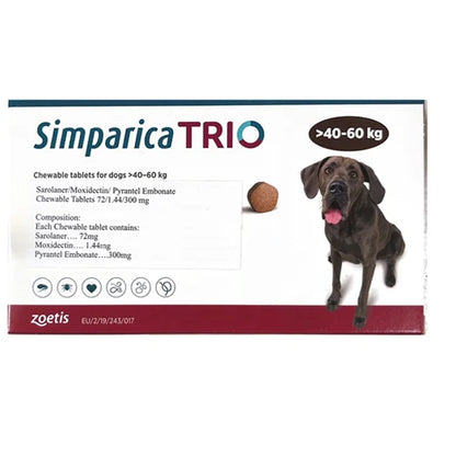 Zoetis Simparica Trio (Sarolaner) Tick and Flea Control Tablet for Dogs — in use