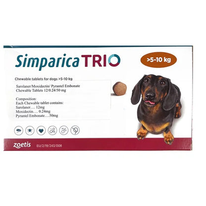 Zoetis Simparica Trio (Sarolaner) Tick and Flea Control Tablet for Dogs — side view