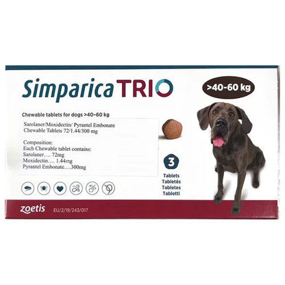 Zoetis Simparica Trio (Sarolaner) Tick and Flea Control Tablet for Dogs — in use
