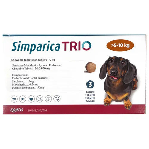 Zoetis Simparica Trio (Sarolaner) Tick and Flea Control Tablet for Dogs — side view
