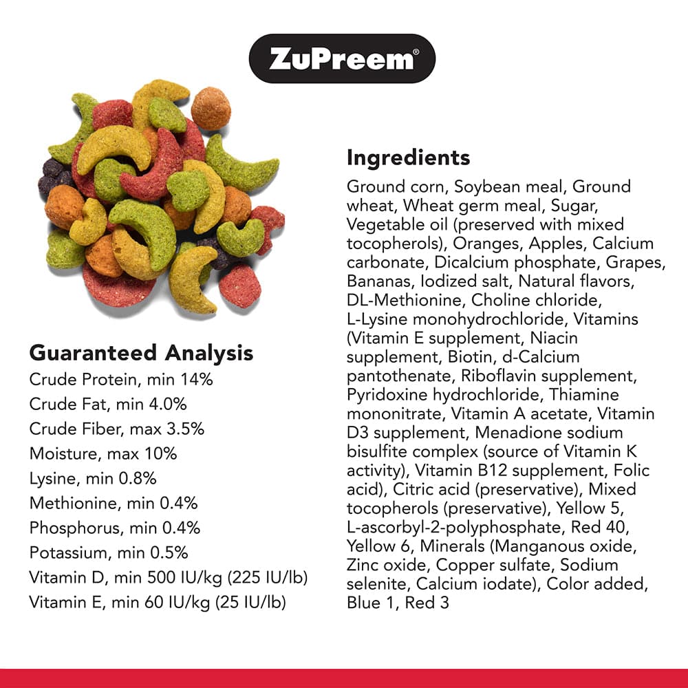 Zupreem Fruitblend Flavor With Natural Flavors Avian Diets Large Bird Food - Image 2